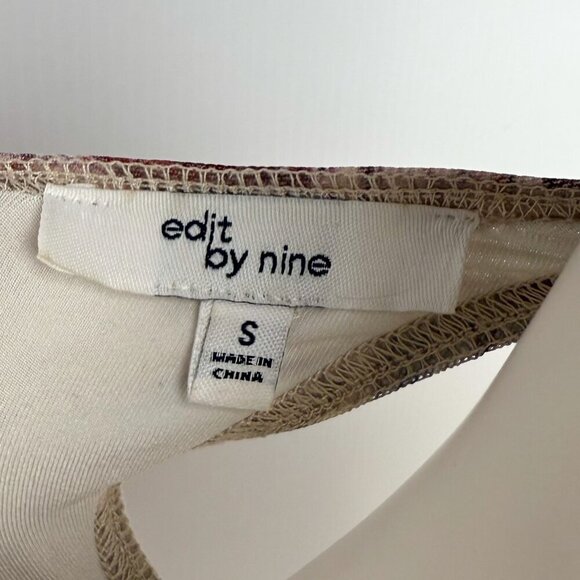 EDIT‎ BY NINE Ruched Bodycon Candy Pink Tulle Stretch Print Midi Dress S - Picture 12 of 16